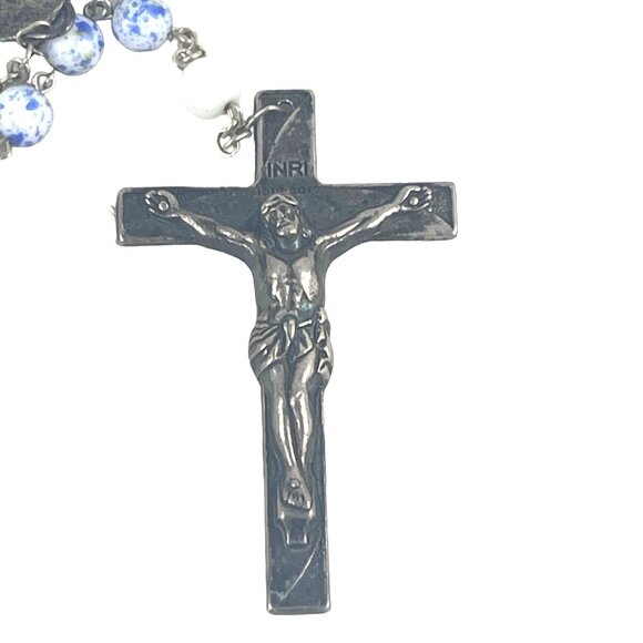 Vintage Fatima Blue & White Rosary Beads With Crucifix - Picture 5 of 7